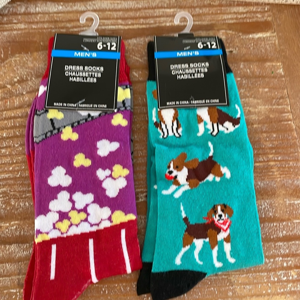 Novelty Men’s Dress Socks 6-12 Movie Time,Hound Dog NEW